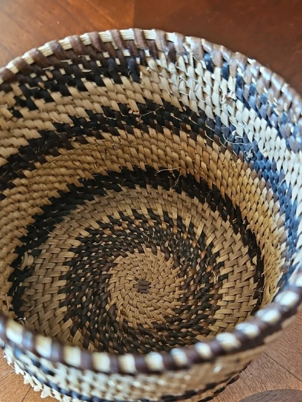 VTG Tohono O'odham Papago Native American Handled Coiled Basket Southwest Desert